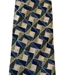 Savane 100% silk tie. Shades of blue, green and tan.